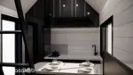 Plan d'agencement d'une tiny house de 17 m2, cuisine sur-mesure - vue cuisine