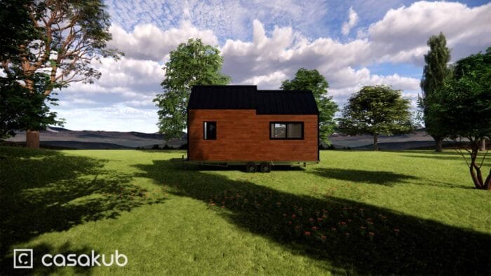 Plan pour auto construire une tiny house en bois ou en acier léger - vue de côté