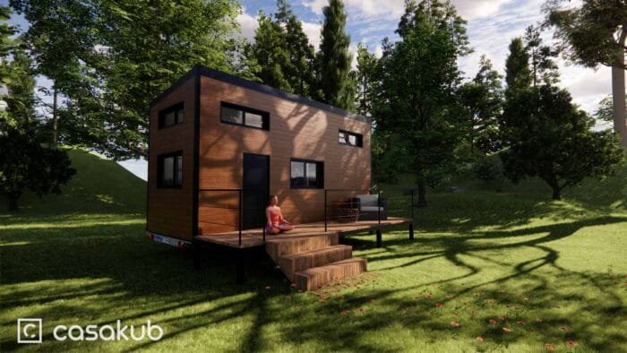 Plan de tiny house capable d'accueillir de deux à six personnes, conçu pour les auto-constructeurs