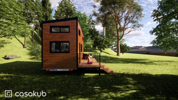 Plan de tiny house avec deux mezzanines, adapté aux familles et aux projets d'auto-construction