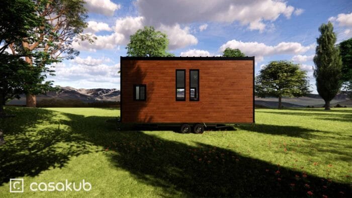 Plan de tiny house de 23 m², conçu pour les auto-constructeurs cherchant une solution de vie compacte et confortable