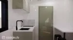 Cuisine fonctionnelle dans la tiny house de plain-pied, conçue pour offrir tout le nécessaire dans un espace restreint