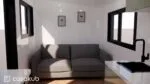 Espace nuit de la tiny house, offrant un couchage confortable dans un environnement sobre et chaleureux, idéal pour un étudiant ou un couple sans enfants
