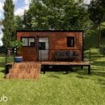Tiny house de plain-pied au design minimaliste, conçue comme logement étudiant ou pour une personne souhaitant un mode de vie simple