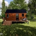 Tiny house avec toiture à deux pans pour un projet DIY.