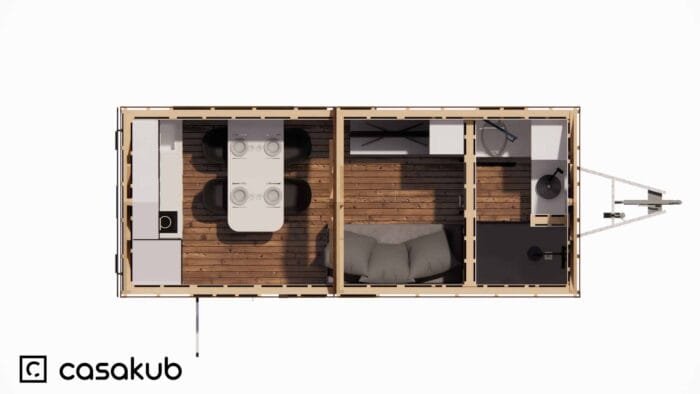 Plan DIY tiny house de 17 m2 - vue du dessus